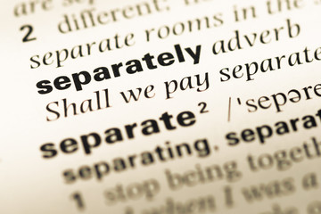 Fototapeta premium Close up of old English dictionary page with word separately