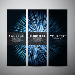 Vector banners set with Abstract blue shining pattern background.