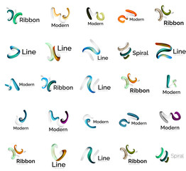Obraz premium Set of abstract ribbon logo icons