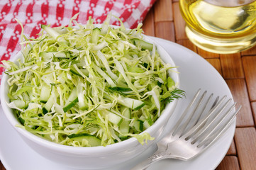 Salad with cucumber coleslaw