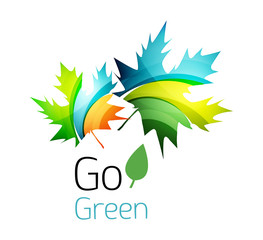 Fototapeta na wymiar Abstract eco leag logo design made of color pieces - various geometric shapes