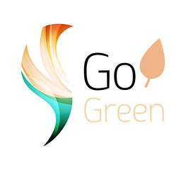 Abstract eco leag logo design made of color pieces - various geometric shapes