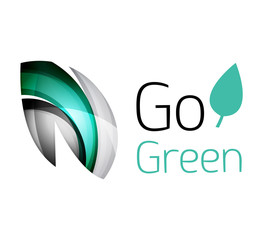 Abstract eco leag logo design made of color pieces - various geometric shapes