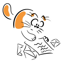 Cat reading a letter