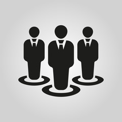 The management icon. Team and group, teamwork, people, alliance symbol. UI. Web. Logo. Sign. Flat design. App.