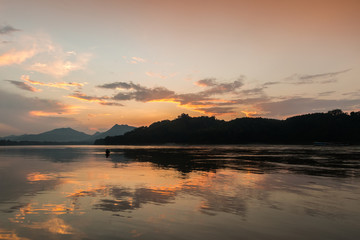 Sunset at Mekong river, Luang prabang Laos.