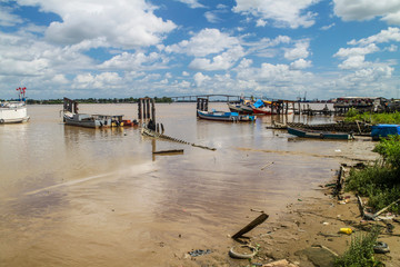 Jules Wijdenbosch bridge over Suriname river in port of Paramaribo, capital of Suriname.