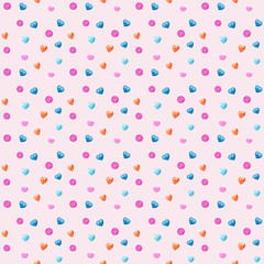 Hand drawn sweet watercolor  buttons seamless pattern for paper and fabric design
