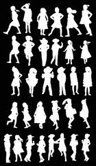 thirty two white child silhouettes