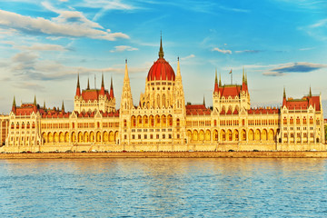 Fototapeta premium Hungarian Parliament at daytime. Budapest. One of the most beaut