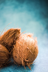 whole coco nut on vibrant background