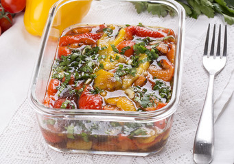 Grilled red and yellow sweet pepper