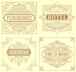 Set of Vintage cards. vector template.