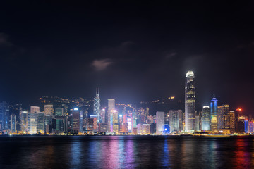 Fototapeta na wymiar Night view of Hong Kong Island skyline