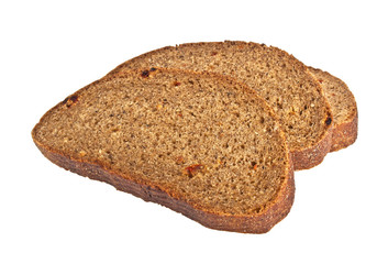 Fresh sliced rye bread loaf isolated on white background