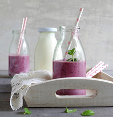 Heidelbeer-Smoothie mit Joghurt und Minze