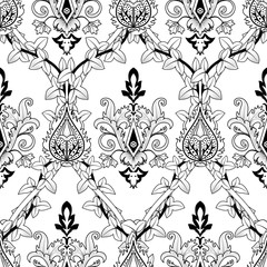 Vintage seamless pattern ivy and fire flower