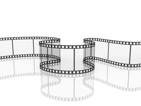 film strip with reflection isolated, 3d illustration