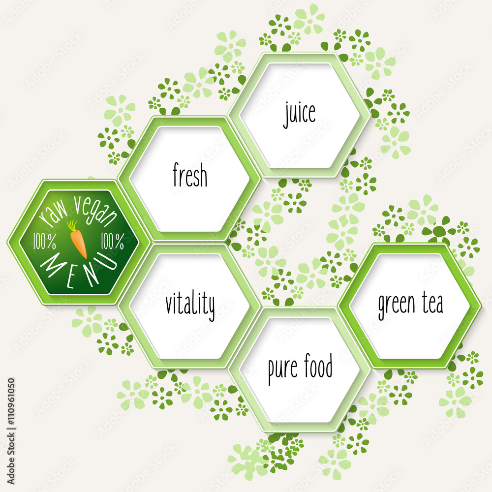 Aufkleber vector hexagons for your text and raw menu icon