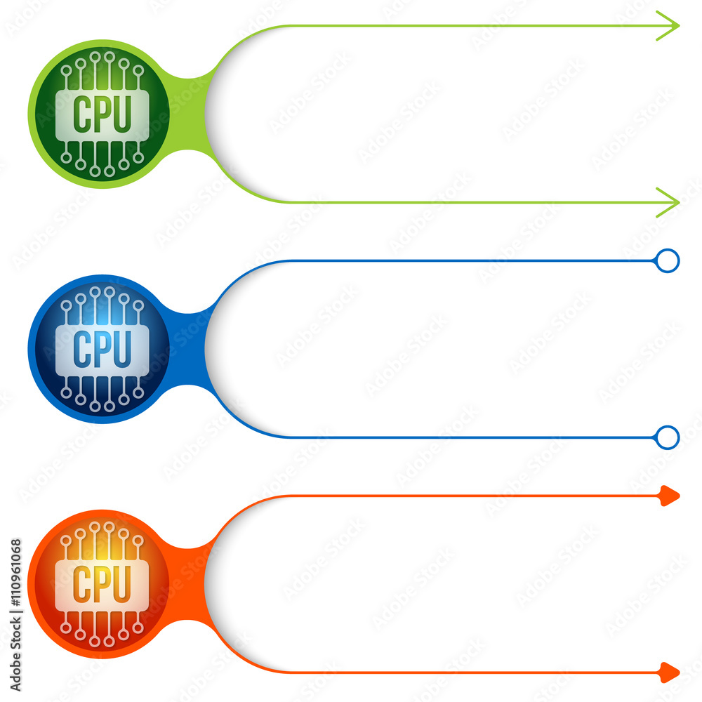 Poster three vector frames for your text and processor icon