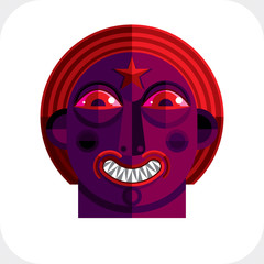 Vector illustration of bizarre modernistic avatar, cubism theme