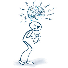 Strichmännchen mit Gehirn und Wut