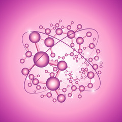 Global Network On Violet Background - Vector Illustration, Graphic Design. Point And Curve Constructed The Sphere