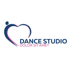 Dance studio logo. Dancer logotype. Vector minimalistic