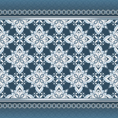 Vector ornate seamless border in Eastern style on aquamarine.