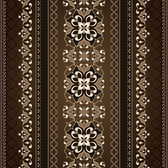Decorative seamless golden border on dark brown.