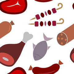 Seamless background with Meat products for your design