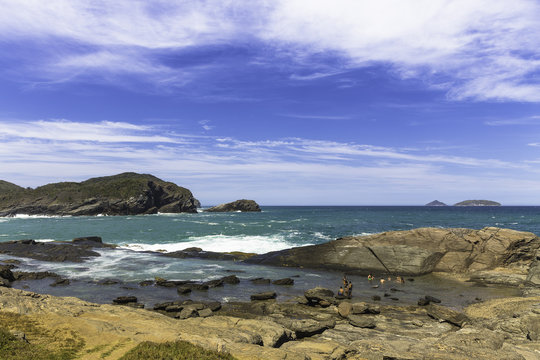 View of coast, Lagoinha, Buzios, Rio de Janeiro, Brazil
