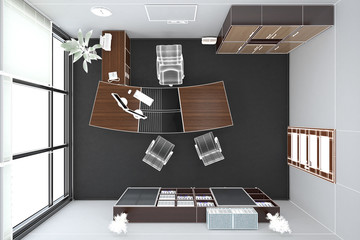 3D Interior rendering of an office