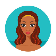 Beautiful young African American woman on sea and sky background