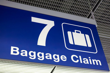 Blue Airport Baggage Claim Sign