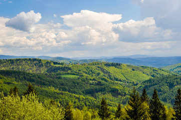Fototapeta premium mountain landscape / mountain landscape with clouds after storm