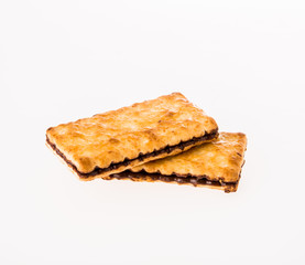 butter coconuts biscuitscocoa tapped on white background