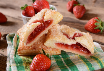 Homemade cookies with strawberries