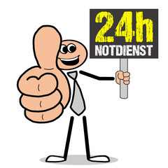 24h Notdienst - Mann mit Schild