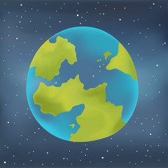 Earth planet on a starry sky background.