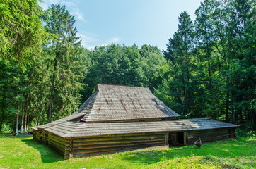 old wooden house in Carpathians Mountains