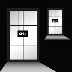 door with open close illustration