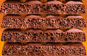 milk porous chocolate closeup