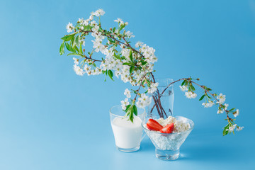 Cheese, milk and strawberries.