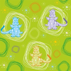 Seamless pattern with dragons