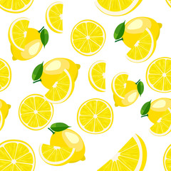 Pattern. Lemon on white.