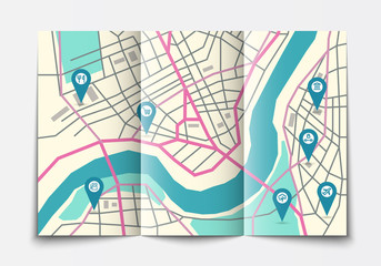 Open paper city map - 110971675