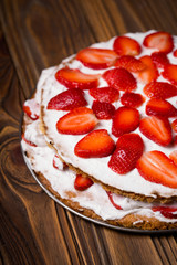 Homemade vegan strawberry layer cake