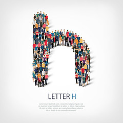 group  people  shape letter H vector