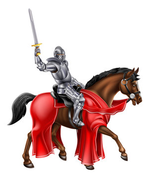 Knight on Horse Holding Sword